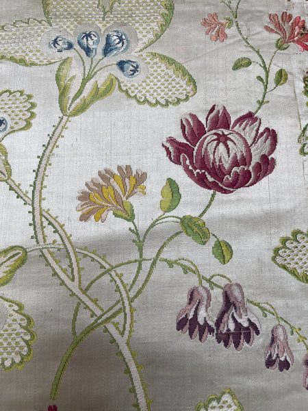 Antique Eighteenth Century Rococo Silk Brocade Panels: C18th Lyon, France