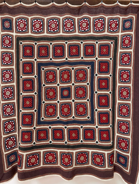 Handmade Crochet Patchwork Throw Blanket: C1960 Britain
