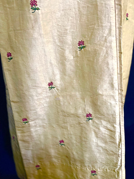 Rare Hand Embroidered Silk Bodice and Partial Skirt : C18th Gujarat India for export to Europe