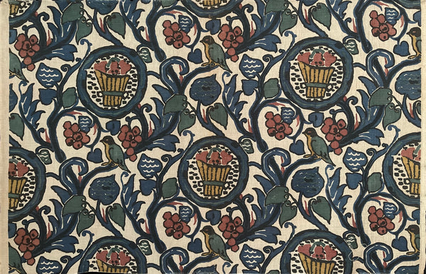 Art Deco Era Printed Linen Textile by Paul Dumas: C1920 France