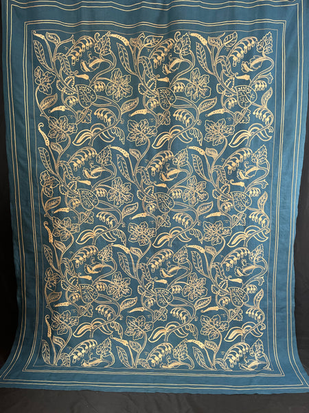 Antique Arts and Crafts Silk Embroidered Bedcover, Curtain,Wallhanging: C1900 Europe