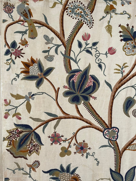 Antique Jacobean Revival Tree of Life Wallhanging with Birds and Squirrel: Early C20th Kashmir for export