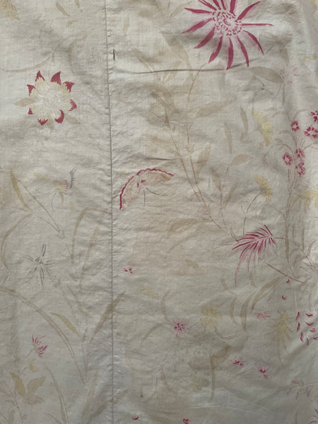Antique Block Print Chinoiserie Panel Birds Flowers: C1930 France