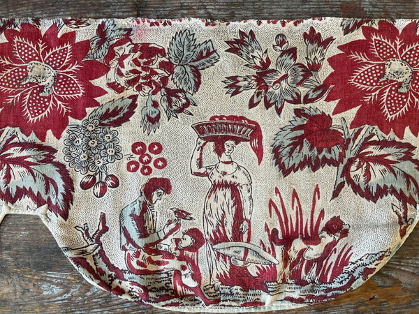 Antique Block Printed Figurative Indienne Pelmet: C18th France