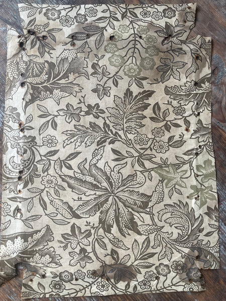Antique Arts & Crafts Hand Block Printed Chintz Fragment: C1900 British