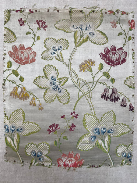 Antique Eighteenth Century Rococo Silk Brocade Panels: C18th Lyon, France