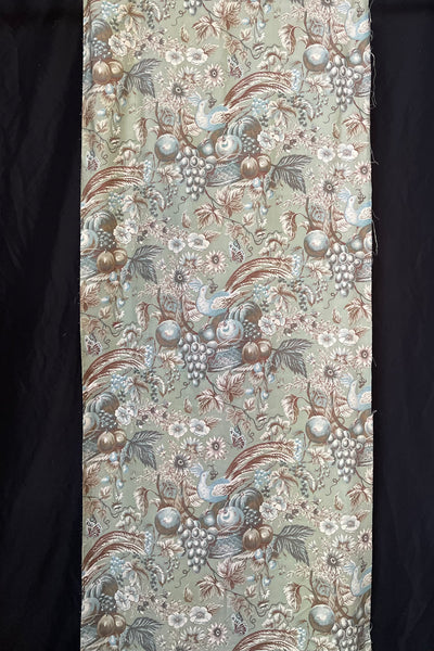 Vintage Printed Cotton with Birds Baskets of Fruit, Butterflies: C20th Britain