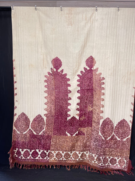 Antique Silk Embroidered Ceremonial Portier : Late C19th early C20th Rabat, Morocco