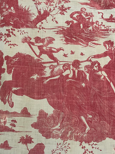 Large Panel Antique Toile de Nantes Chariot of Dawn: C18th Nantes, France