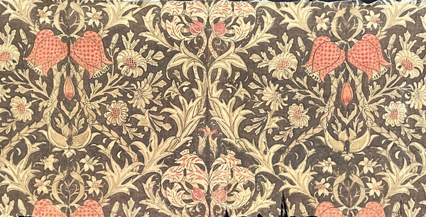 Antique Arts & Crafts Block Printed Panel with Snakes Head Fritillery: C19th Britain
