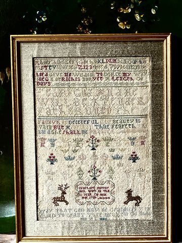 Framed Fine Antique 18th Century Sampler Dated & Signed : English ca.1784