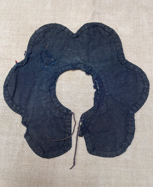 Antique Traditional Child’s Embroidered Indigo Collar: Qing Dynasty,  China