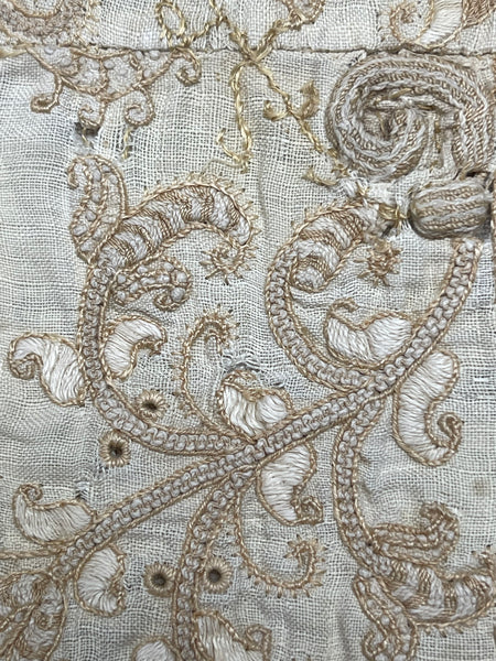 Antique Renaissance Embroidered Early Needlework Lace with Snails Insects Birds: Late C16th early 17th century, Italy