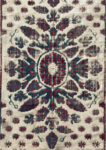 Antique Ottoman Voided Silk Velvet Pillow Yastik: 18th Century Turkey