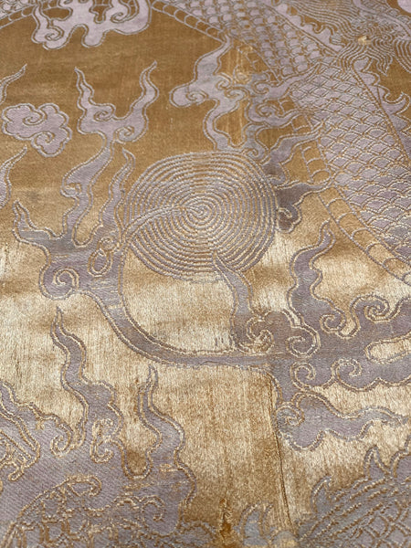 Silk Brocaded Panel with Five Claw Dragon & Symbolic imagery: C1900 Japan