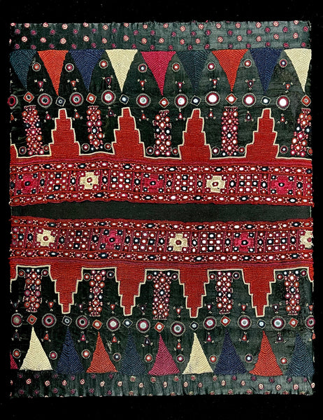 Fine Antique Silk Embroideries Shisha Mirrors: C19th Gujarat, India