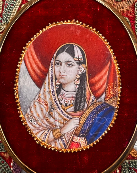 Antique Anglo-Indian Mogul Miniature Painting, Mumtaz Mahal: c.1840