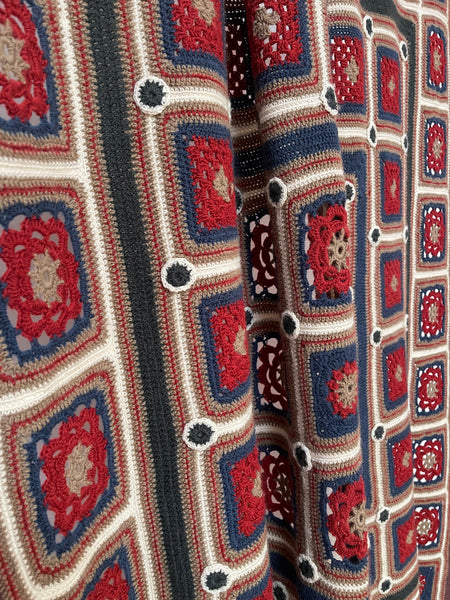 Handmade Crochet Patchwork Throw Blanket: C1960 Britain