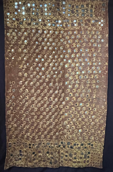 Antique Traditional Floss Silk Embroidered and Mirrored Phulkari Wallhanging Interior Decor Collectable