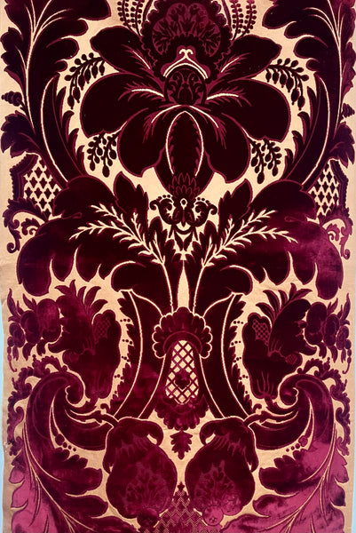Rare Antique Cut Silk Velvet Panel Handmade Venetian Ciséle: 17th Century, Venice, Italy