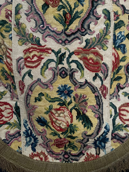 Antique Hand Embroidered Needlepoint Tapestry Panel: C19th Europe possibly British