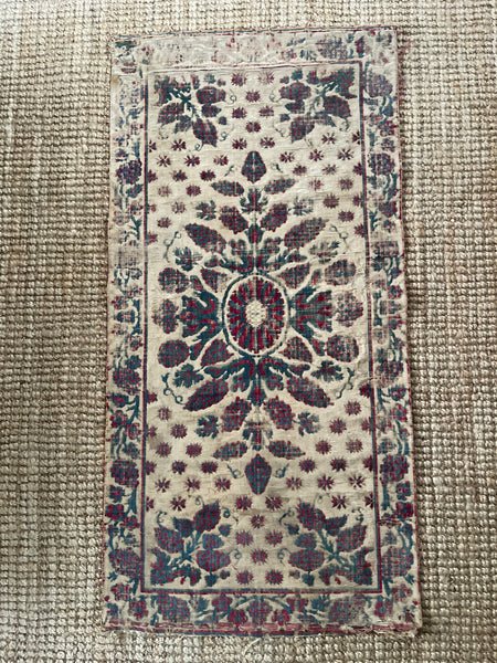 Antique Ottoman Voided Silk Velvet Pillow Yastik: 18th Century Turkey