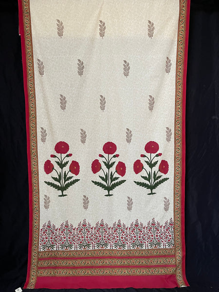 Block Printed Hangings or Curtain Panels with Poppies: C20th Jaipur, India