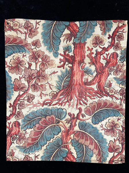 Rare Antique Block Printed Panel with Trees & Foliage used as dress Front: early C19th Marken, Holland