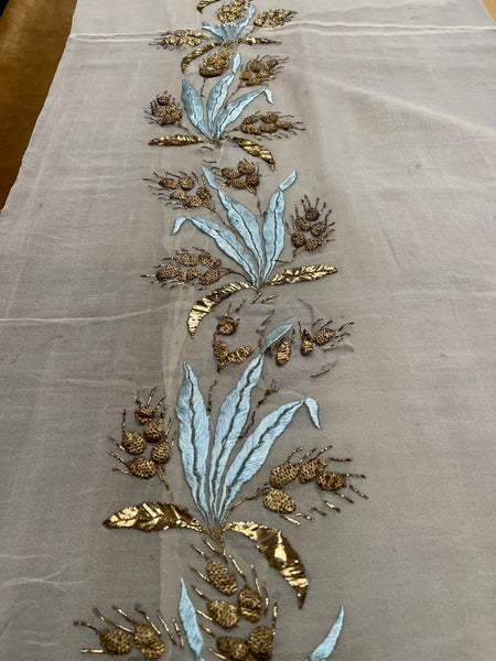 Antique silk and Gold Gilt Embroidered Silk Chiffon C18th France