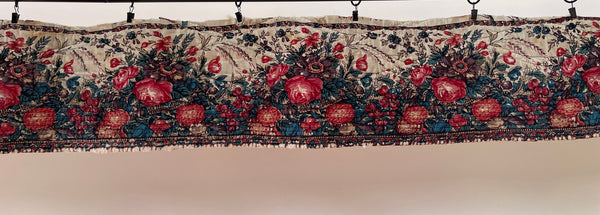 Antique Quilted Block Print & Hand Painted Floral Mezzaro Border: C19th Europe