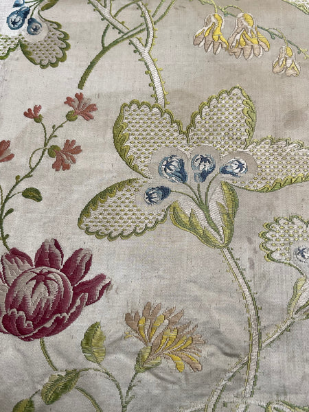 Antique Eighteenth Century Rococo Silk Brocade Panels: C18th Lyon, France
