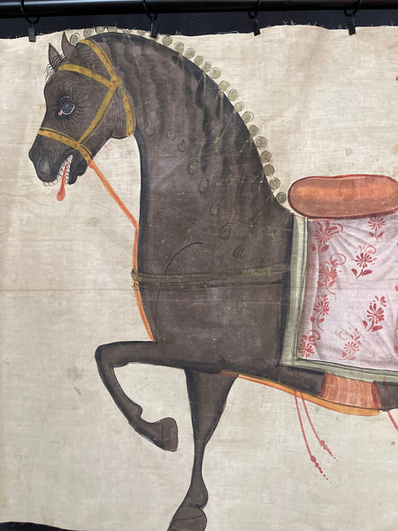 Antique Handpainted Wallhanging Pashawai Decorative Horse: late C19th early C20th