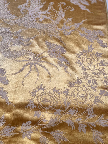 Silk Brocaded Panel with Five Claw Dragon & Symbolic imagery: C1900 Japan