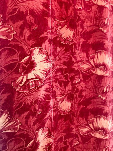 Antique Arts and Crafts Art Nouveau Block Printed Velvet, Poppies by Lindsay Butterfield: C1890 England