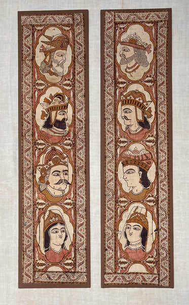 Antique Hand Painted Kalamkari Portrait Wall Hanging: C19th Persia