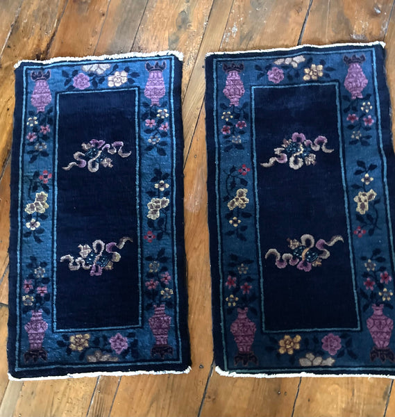 Pair Handmade Art Deco Chinoiserie Rugs: C1920s China