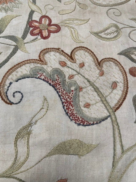 Arts and Crafts Jacobean Revival Embroidery with Flowers and Birds: C1910 Britain