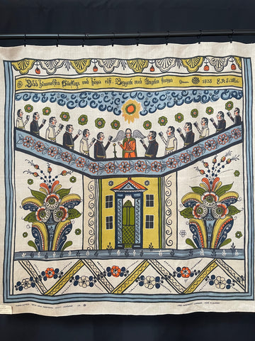 Swedish Folk Art Wallhanging from 19th Century Dalamålning Painting: C1950s Jobs Workshop, Leksand, Sweden