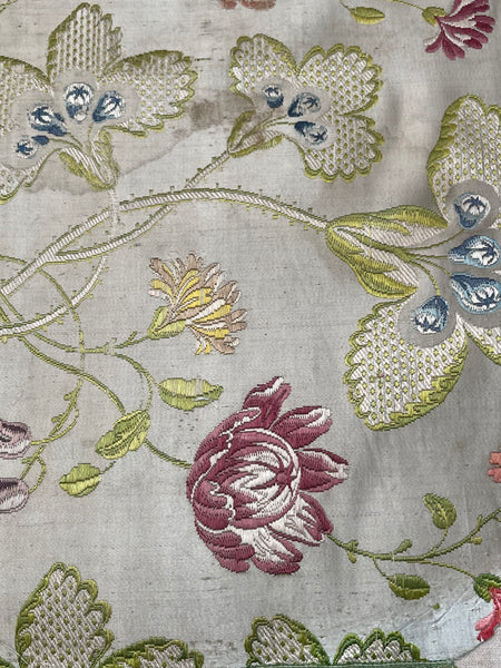 Antique Eighteenth Century Rococo Silk Brocade Panels: C18th Lyon, France
