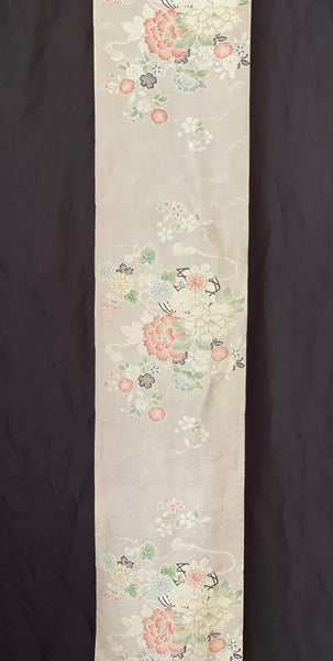 Antique Traditional Handpainted & Stencilled Silk Brocade Stole or Scarf: C1900 Japan