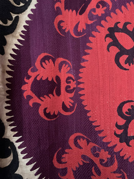 Antique Hand Embroidered Suzani Wall Hanging Curtain Dowry Hanging: C20th Uzbekistan