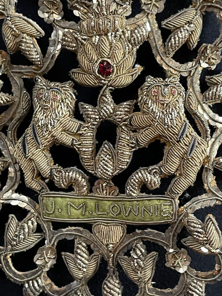 Antique Anglo India Zardozi Embroidered Heraldic Ceremonial Garland Necklace: C19th India