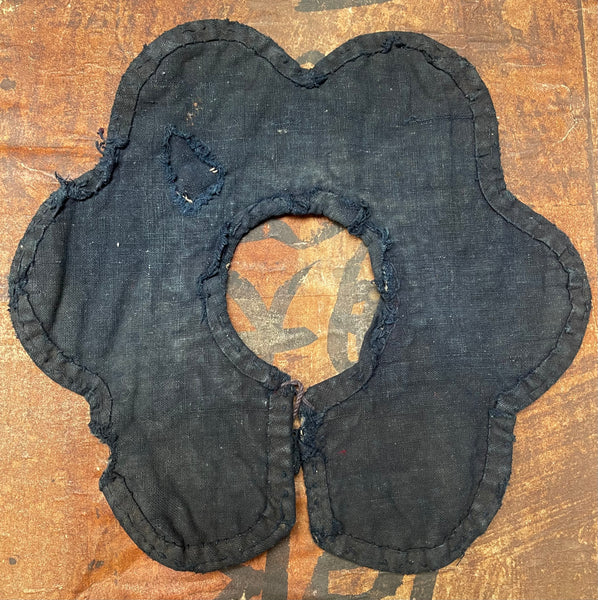 Antique Traditional Child’s Embroidered Indigo Collar: Qing Dynasty,  China