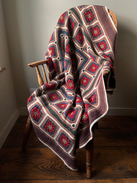 Handmade Crochet Patchwork Throw Blanket: C1960 Britain