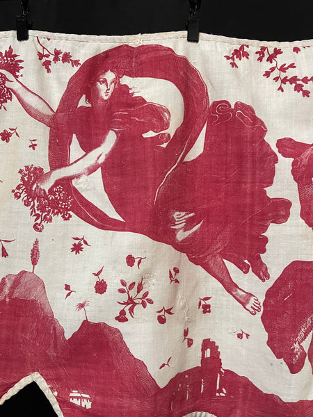 Antique Toile de Nantes ‘Chariot of Dawn’ Pelmet: C18th France