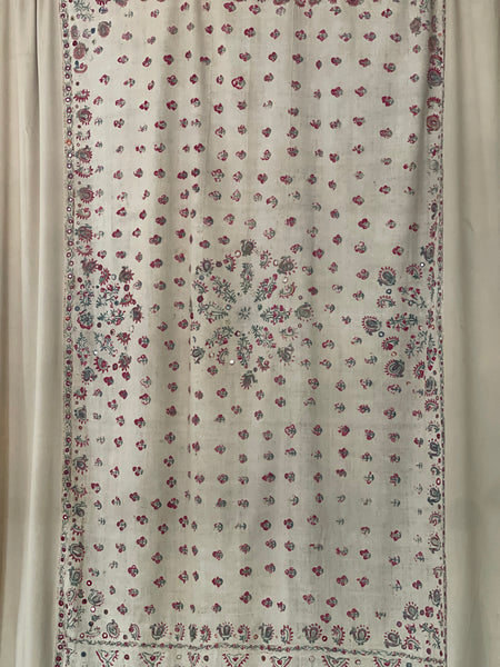 Antique Abochani Silk Embroidered with Mirrors Bedcover or Curtain: C19th/20th Sinh