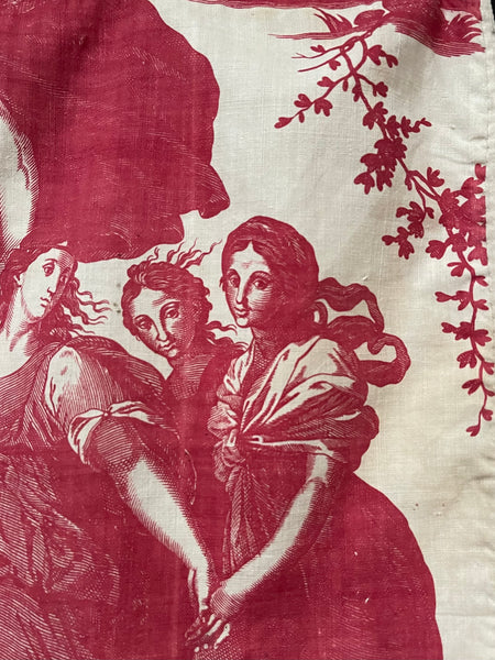 Antique Toile de Nantes ‘Chariot of Dawn’ Pelmet: C18th France