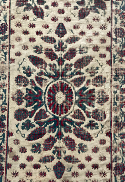 Antique Ottoman Voided Silk Velvet Pillow Yastik: 18th Century Turkey