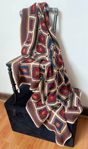 Handmade Crochet Patchwork Throw Blanket: C1960 Britain
