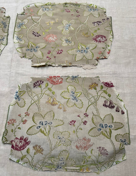 Antique Eighteenth Century Rococo Silk Brocade Panels: C18th Lyon, France